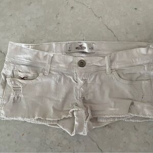Hollister White Frayed Denim Shorts